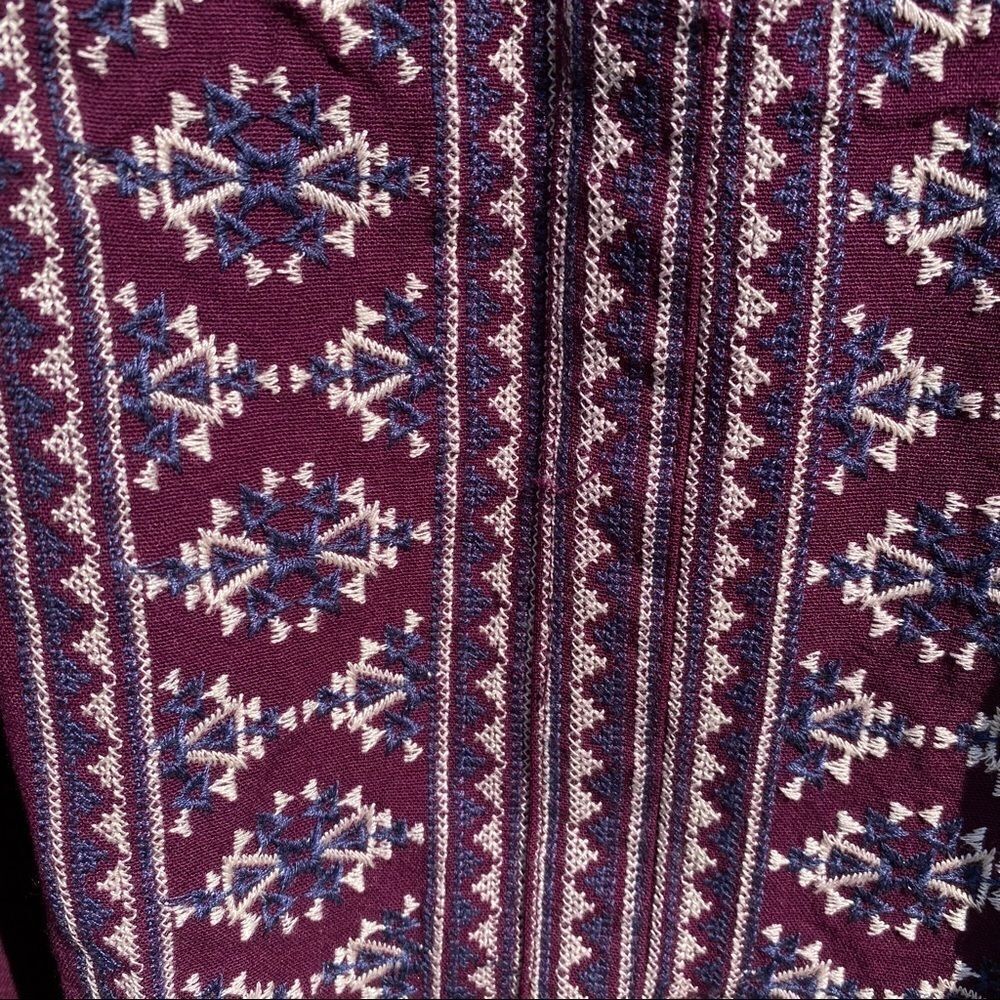 Blue Rain Burgundy Split-Neck Embroidered Tank - Picture 4 of 7